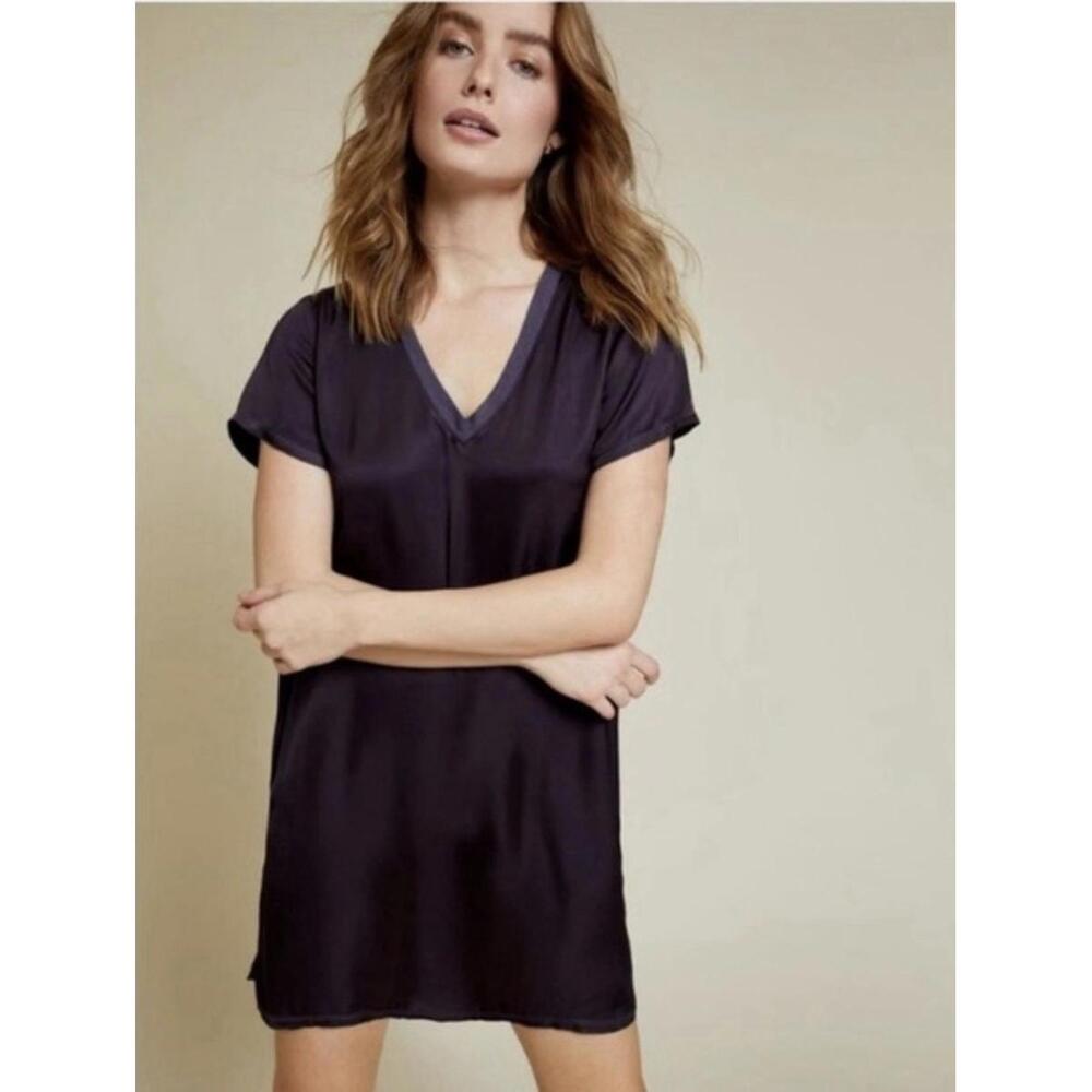 NATION LTD V-Neck Mini Dress In Shadow Size Small Purple Pullover